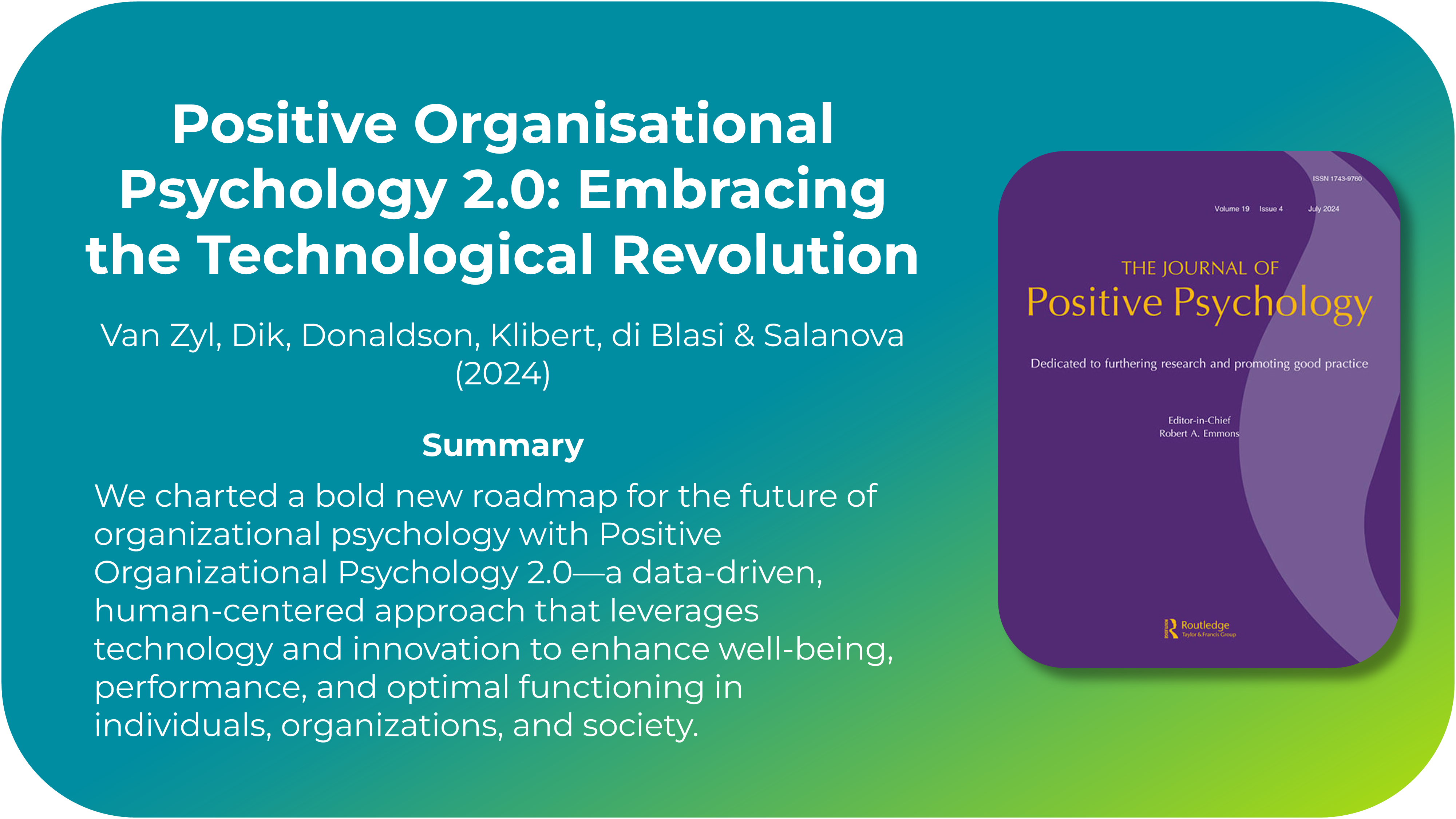 Positive Organisational Psychology 2.0: Embracing the Technological Revolution